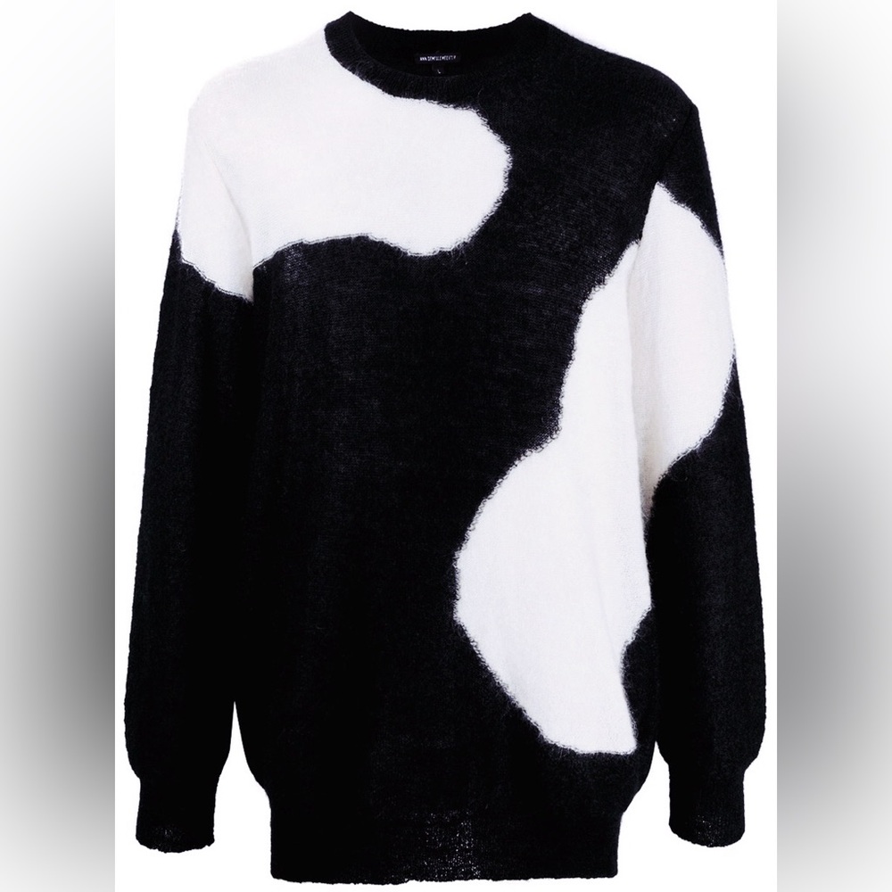 Ann Demeulemeester SSENSE Exclusive Black & White God Of Wild Spots Sweater. New